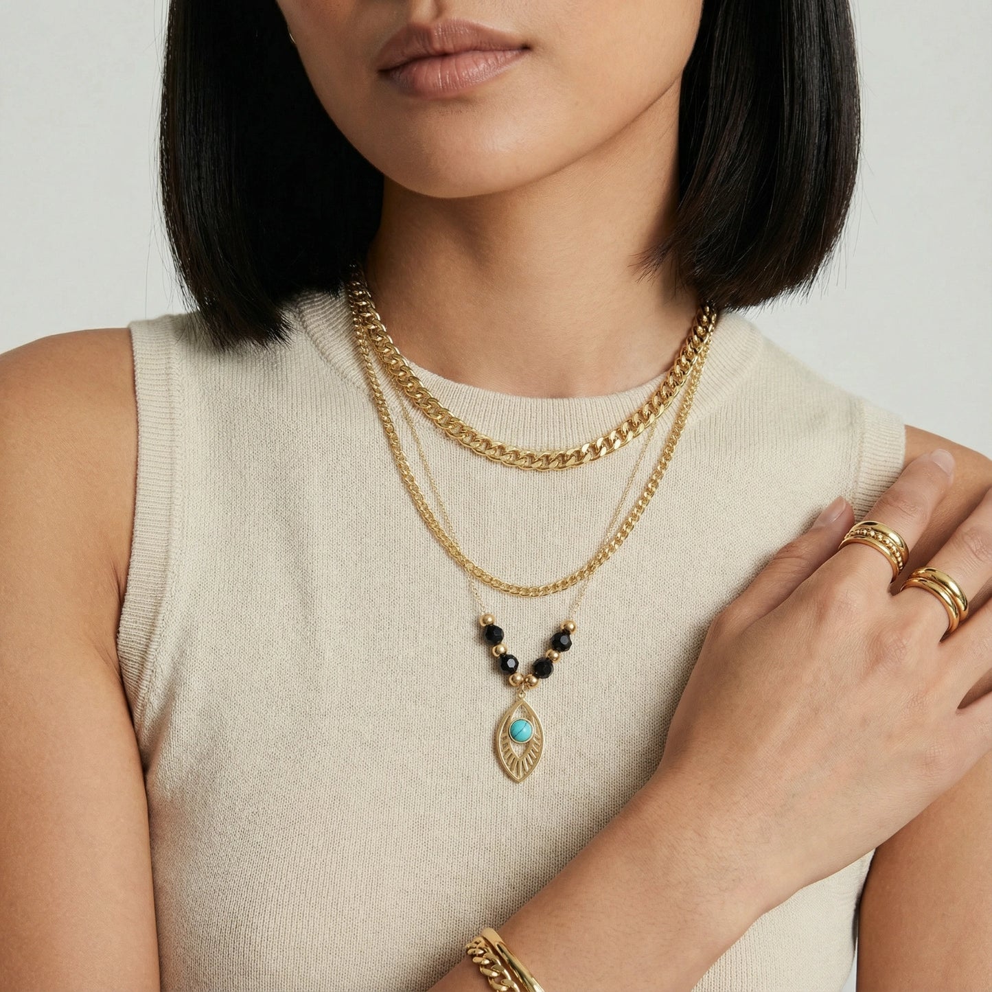 Eye of Serenity Layered Necklace | Kare-Kreations LLC