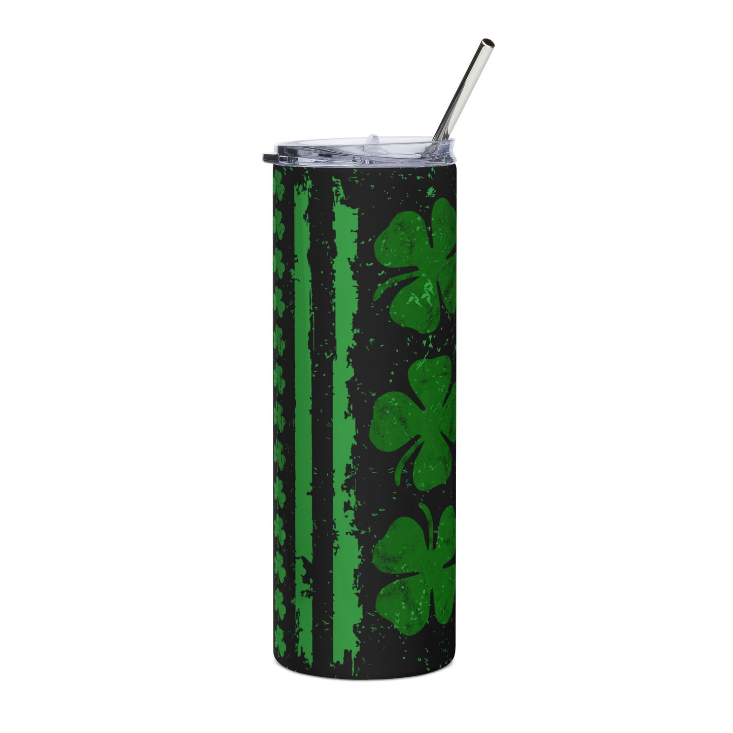 Green Shamrock American Flag Design (St. Patrick’s Day) — Stainless Steel Tumbler 20oz
