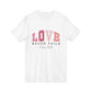 Love Never Fails V-Neck Tee — 1 Cor 13:8 Inspirational Faith Shirt