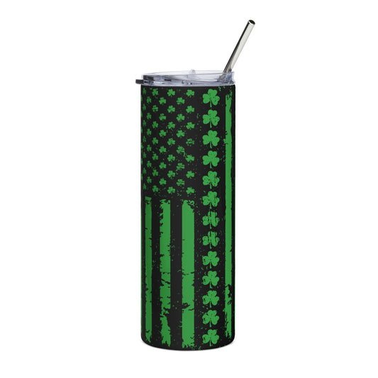 Green Shamrock American Flag Design (St. Patrick’s Day)  — Stainless Steel Tumbler 20oz