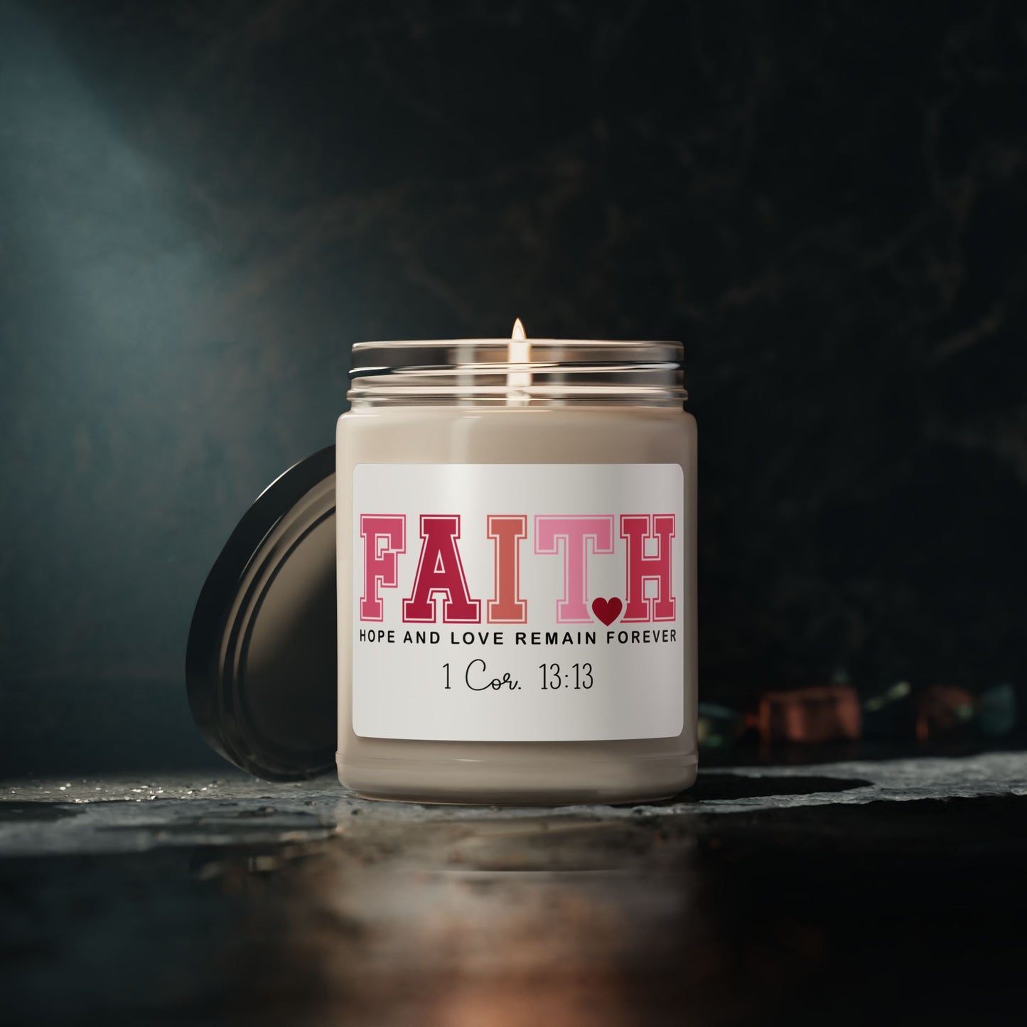 "Faith: Hope and Love Remain Forever" Christian Inspirational Scented Candle — Faith Soy Candle (9oz)