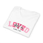 Loved She/Her V-Neck Tee – "Loved" Luke 7:47 Christian Graphic Shirt