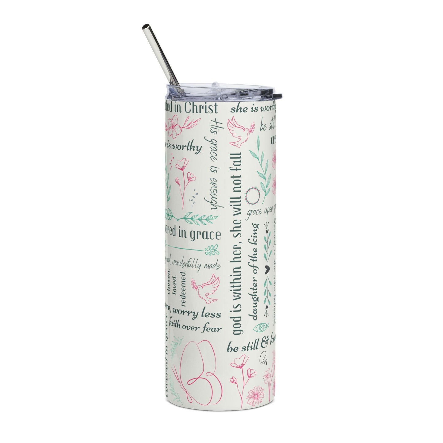 Inspirational Cross Design with 'Created with a Purpose' Scripture — 20oz Stainless Tumbler