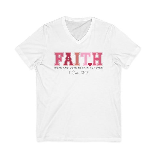 Faith V‑Neck Tee — "Hope and Love Remain Forever" (1 Cor. 13:13)