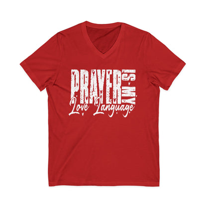 Minimal Red Hearts V-Neck Tee — Cute Tiny Heart Graphic Shirt