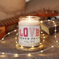 "Love Never Fails" (1 Cor. 13:8) | 9oz Scented Jar Candle, Faith-Inspired Gift — Soy Candle