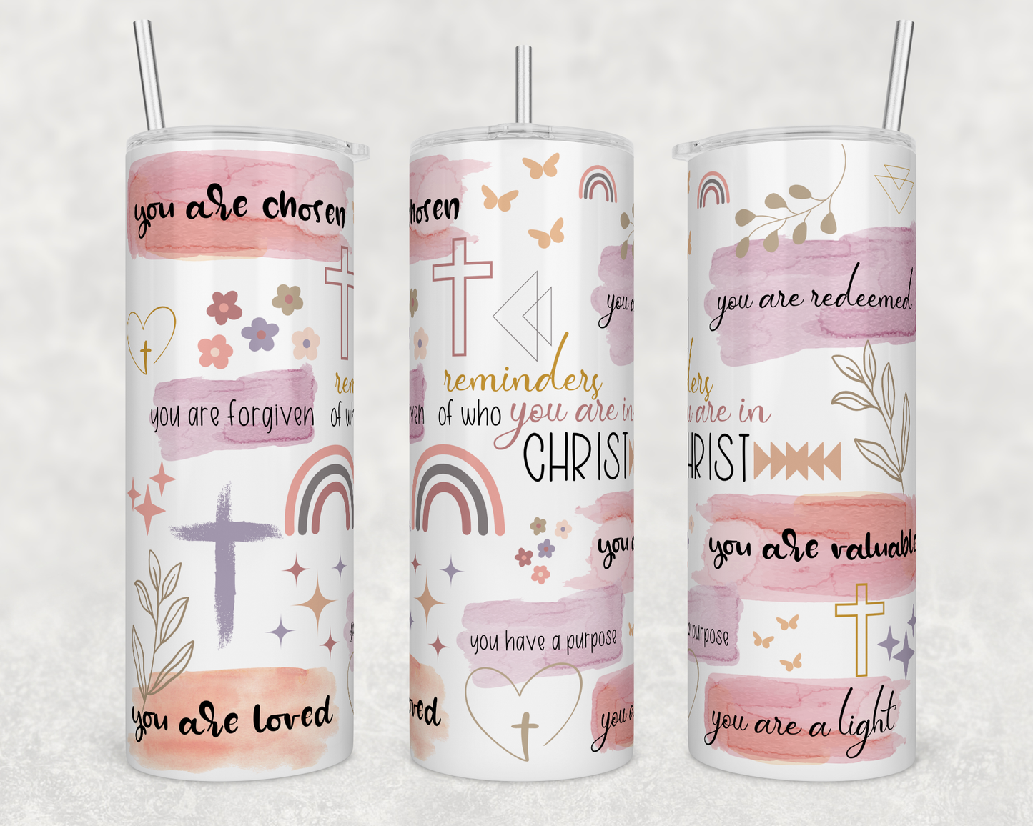 Christian Stainless Steel Tumbler 20oz — Inspirational 'Reminder of Who You Are' Design