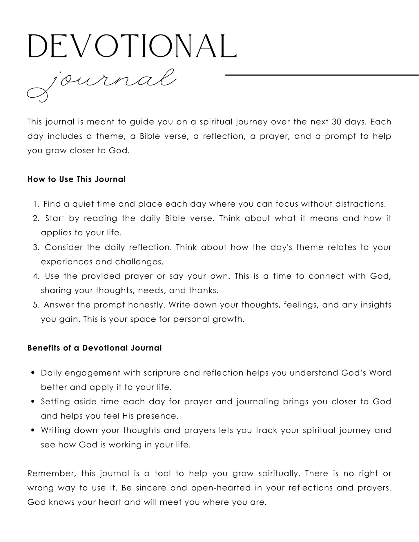 30-Day Devotional Journal | Daily Reflection, Prayer & Spiritual Growth