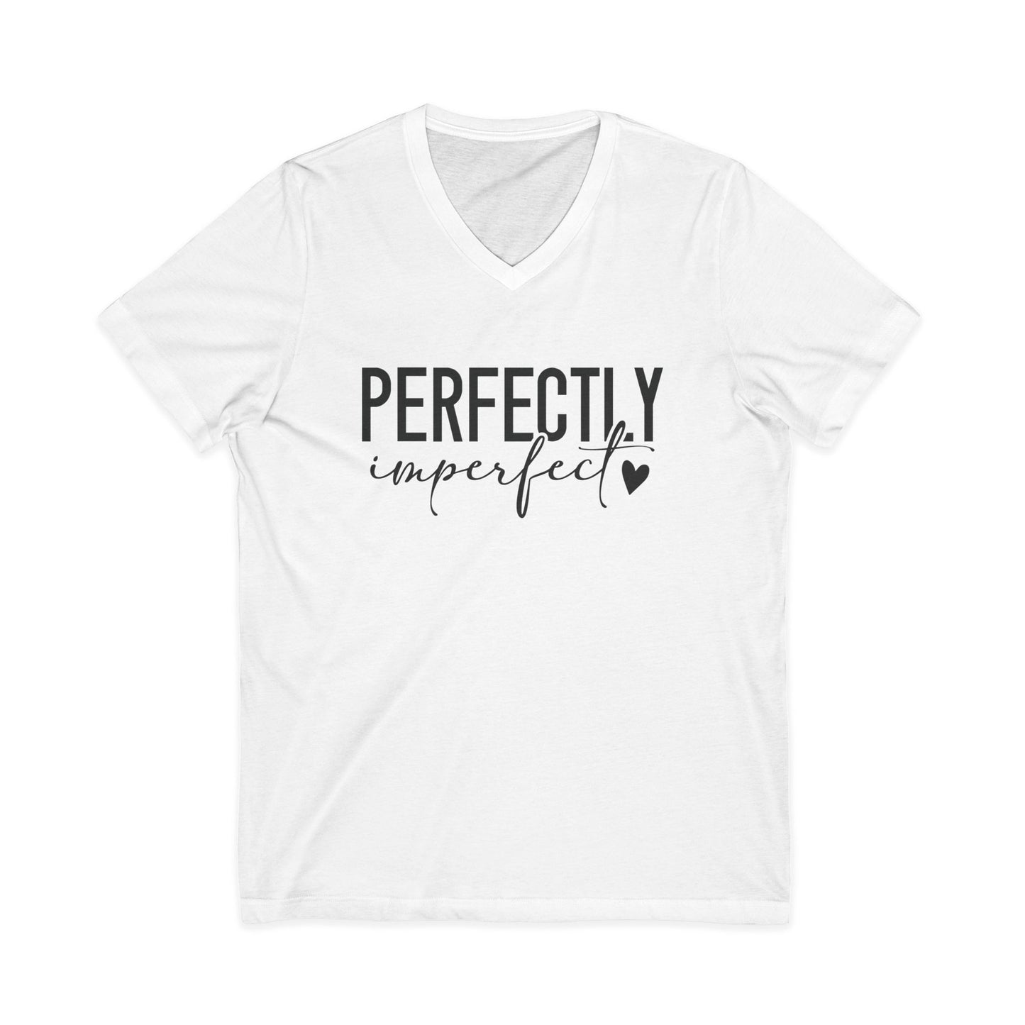 Perfectly Imperfect V-Neck Tee — Inspirational Heart Graphic