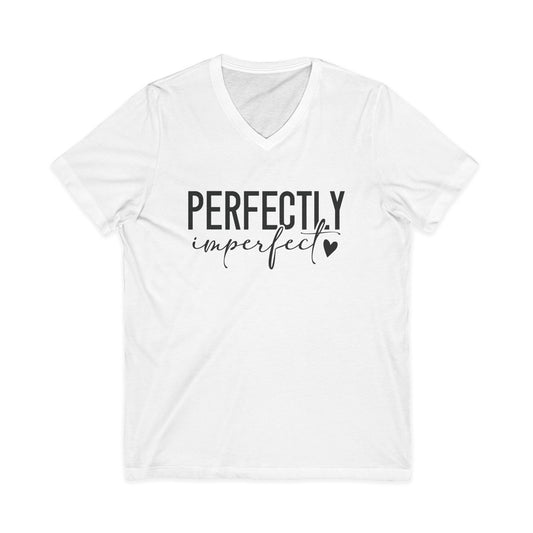 Perfectly Imperfect V-Neck Tee — Inspirational Heart Graphic