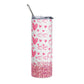 Pink Heart 20oz  Stainless Steel Tumbler — Valentine Glitter Hearts Design