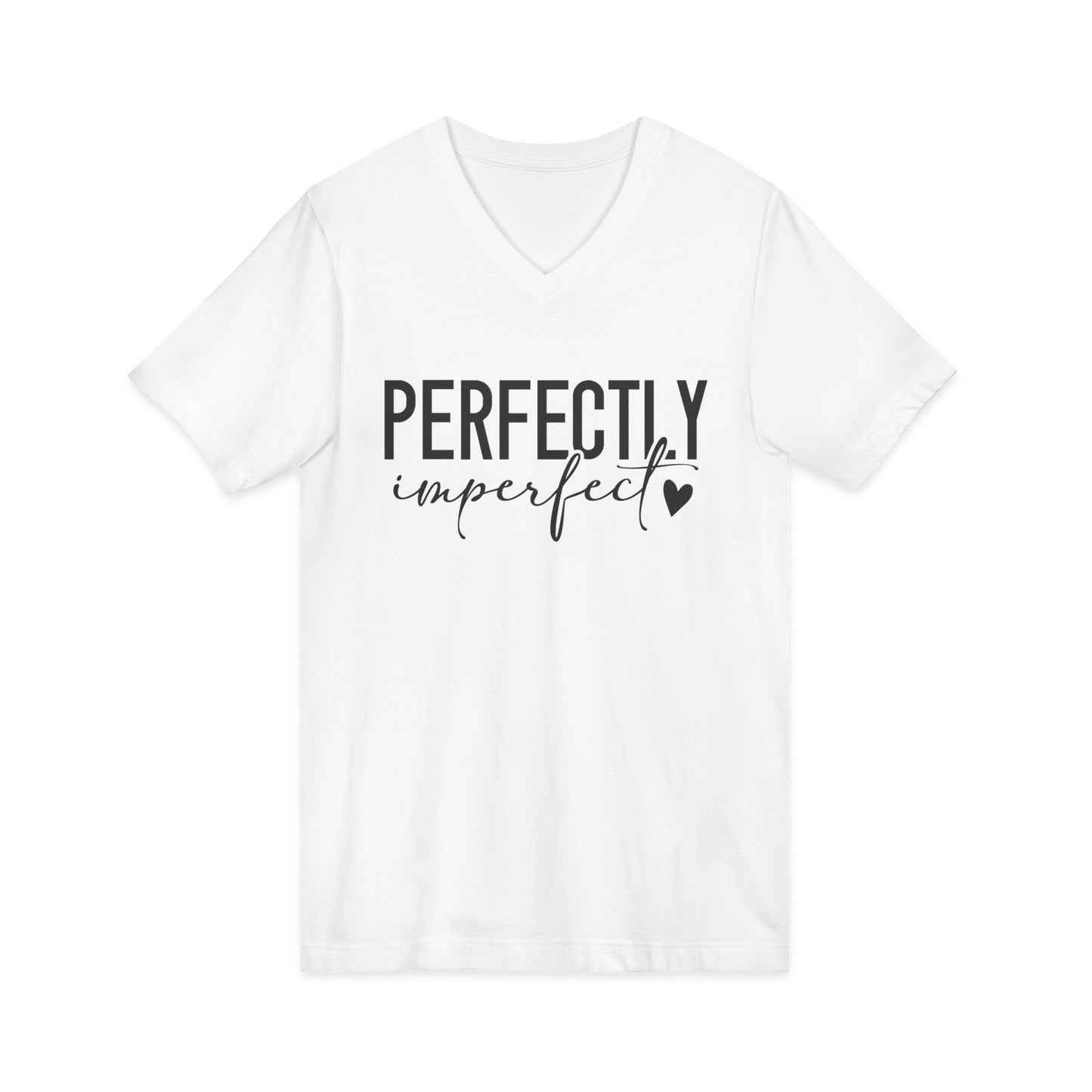 Perfectly Imperfect V-Neck Tee — Inspirational Heart Graphic
