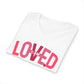 Loved V-Neck Tee — 'Loved' Pink Heart Graphic Women's Casual Top
