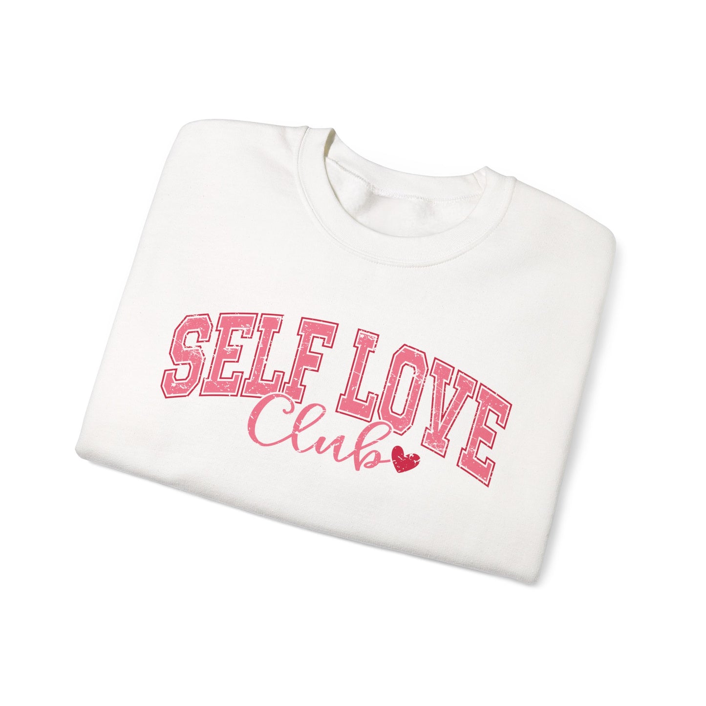 Self Love Club Crewneck Sweatshirt — Pink Retro Graphic