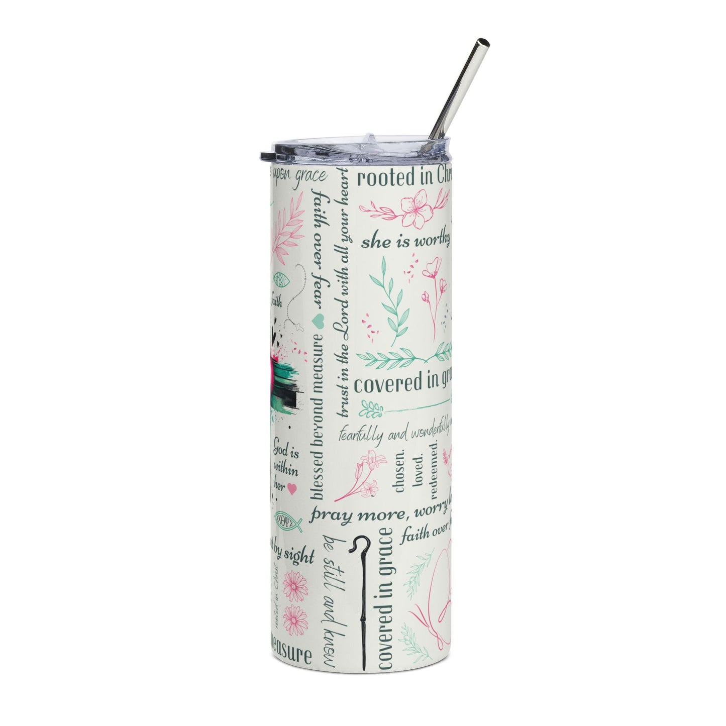 Inspirational Cross Design with 'Created with a Purpose' Scripture — 20oz Stainless Tumbler