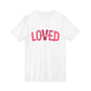 Loved V-Neck Tee — 'Loved' Pink Heart Graphic Women's Casual Top