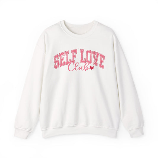 Self Love Club Crewneck Sweatshirt — Pink Retro Graphic