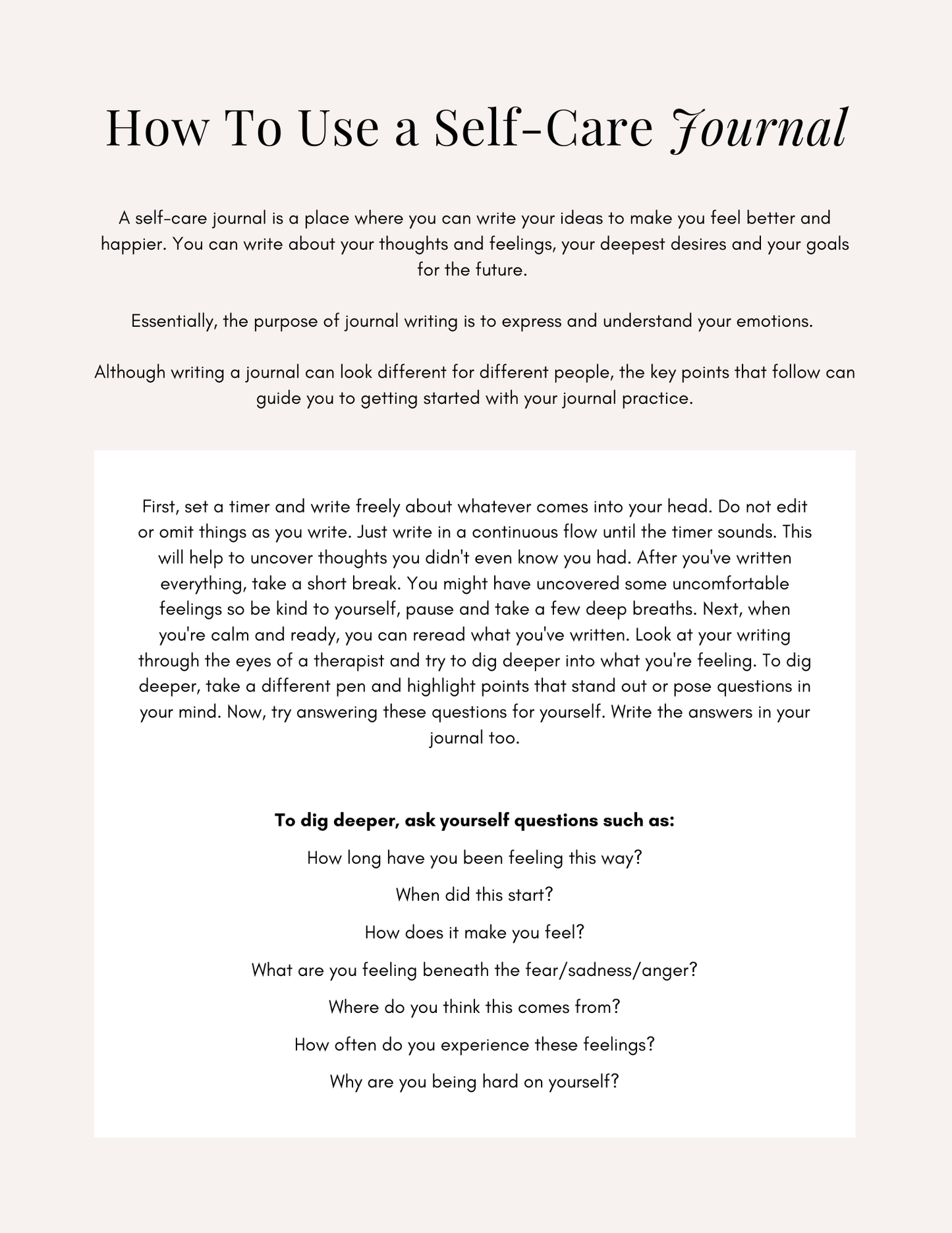 Self-Care Journal | A Guided Space for Reflection, Balance & Growth