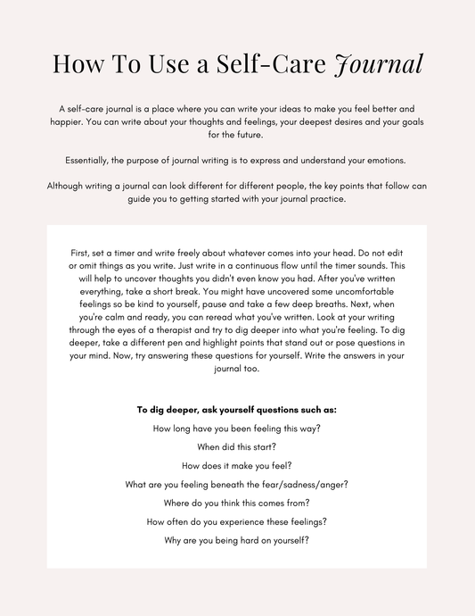Self-Care Journal | A Guided Space for Reflection, Balance & Growth
